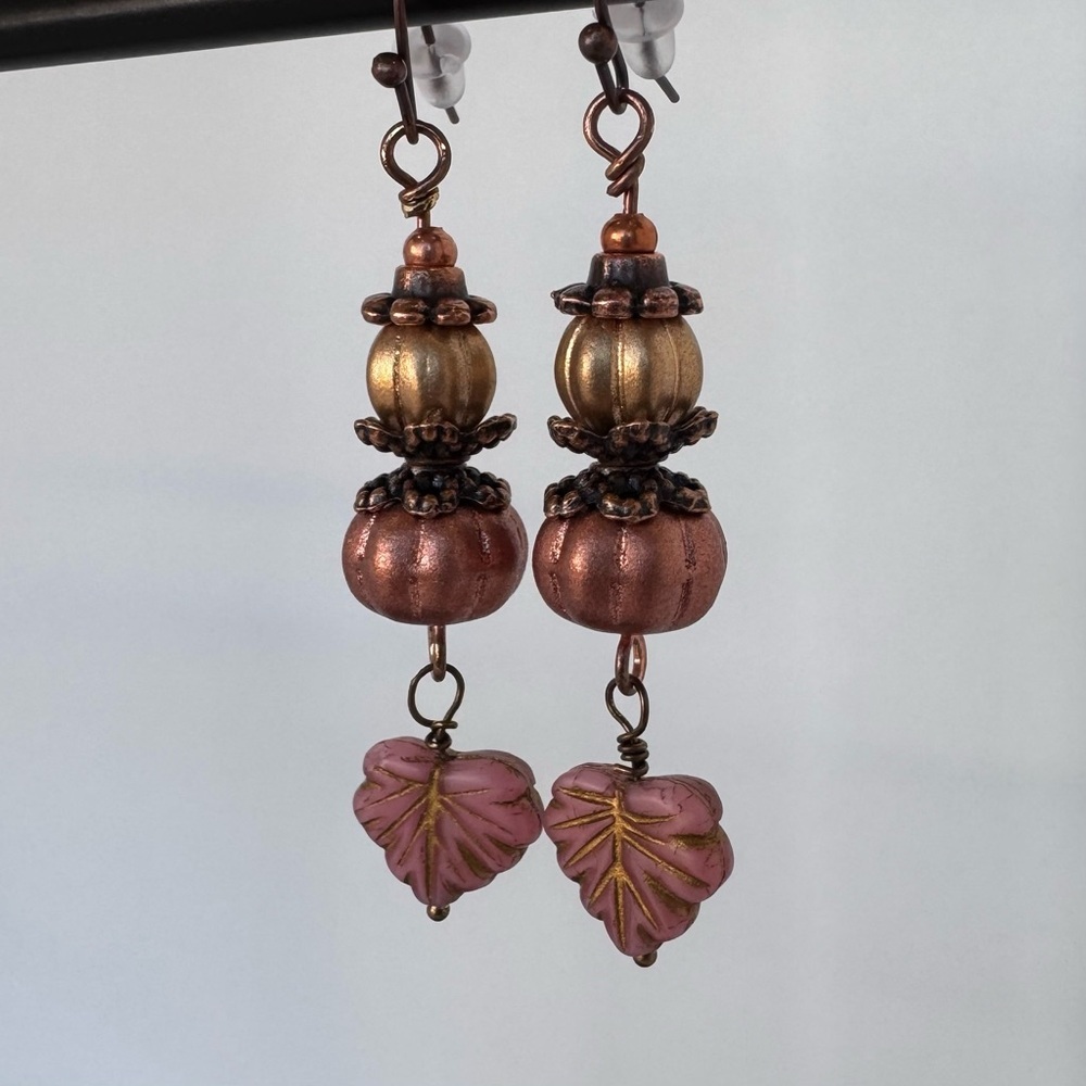 Hand Crafted Spiced Pumpkin Dangle Earrings - Picture 6 of 11